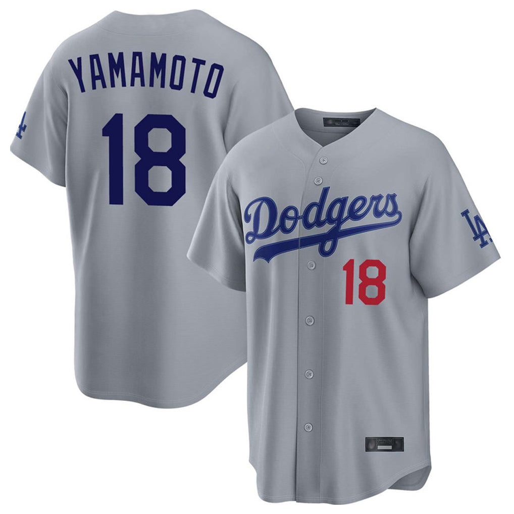 tocy LA.Dodgers #18 Yoshinobu Yamamoto Player Gray Game Home Stitched Jerseys