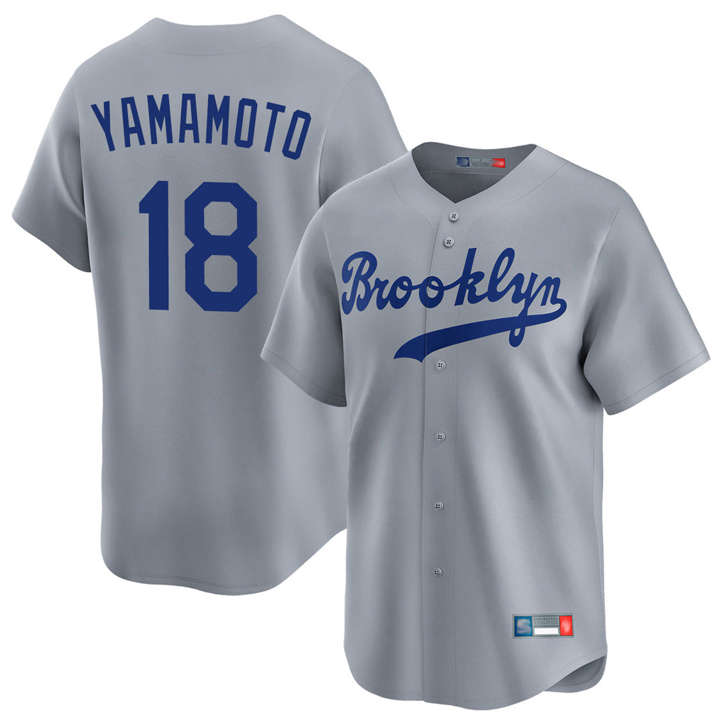 tocy LA.Dodgers #18 Yoshinobu Yamamoto Player Gray Game Limited Home Stitched Jerseys