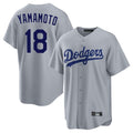tocy LA.Dodgers #18 Yoshinobu Yamamoto Player Gray Game Stitched Jerseys