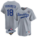 tocy LA.Dodgers #18 Yoshinobu Yamamoto Player Gray World Series Game Limited Home Stitched Jerseys