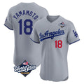 tocy LA.Dodgers #18 Yoshinobu Yamamoto Player Gray World Series Limited Elite Home Stitched Jerseys