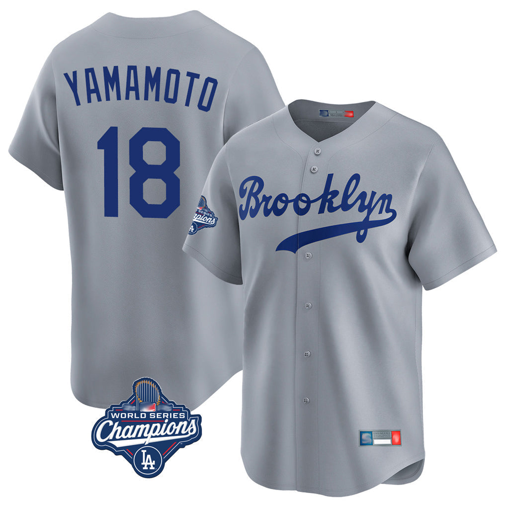 tocy LA.Dodgers #18 Yoshinobu Yamamoto Player Gray World Series Meet Game Limited Home Stitched Jerseys