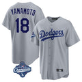 tocy LA.Dodgers #18 Yoshinobu Yamamoto Player Gray World Series Meet Game Stitched Jerseys