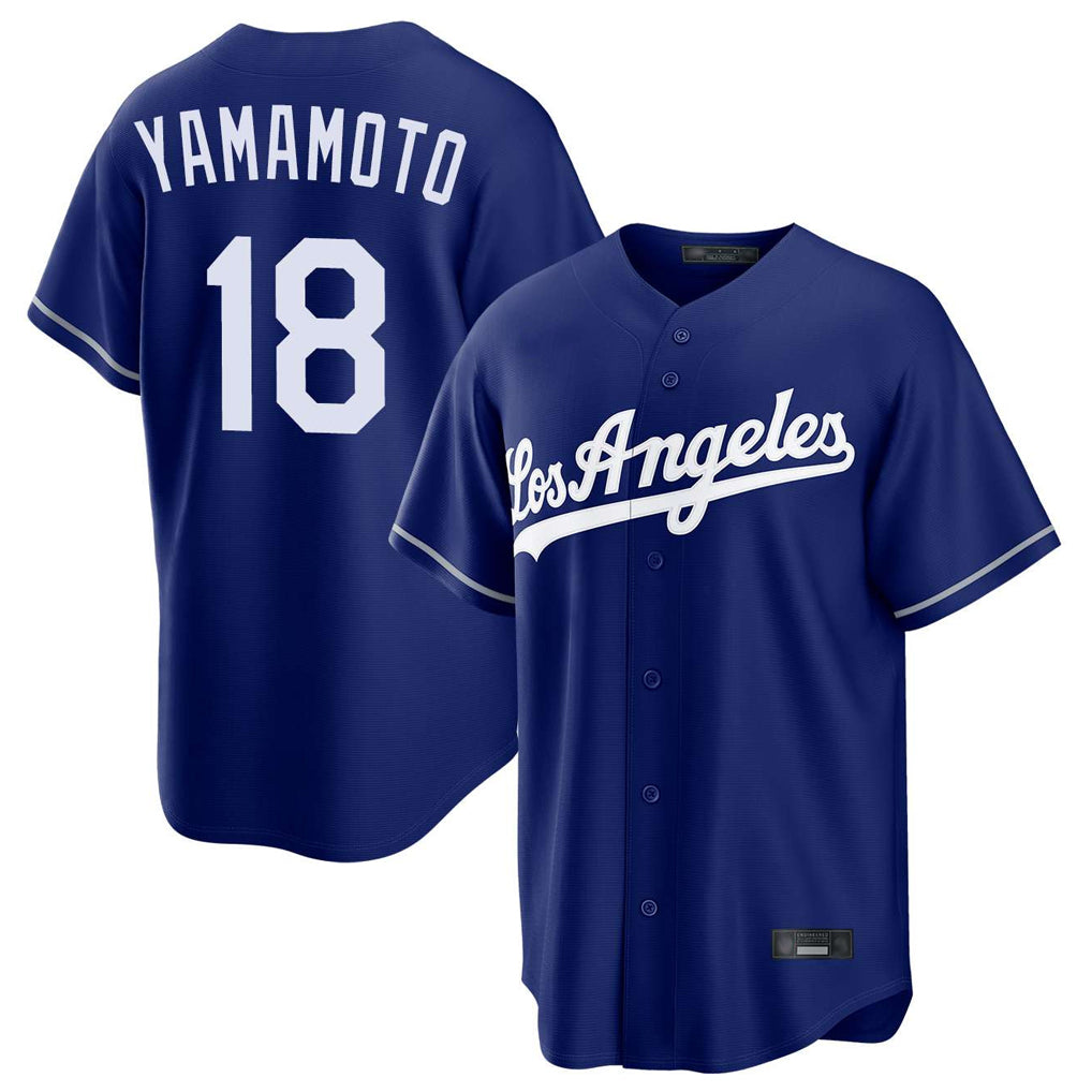 tocy LA.Dodgers #18 Yoshinobu Yamamoto Player Royal Game Stitched Jerseys