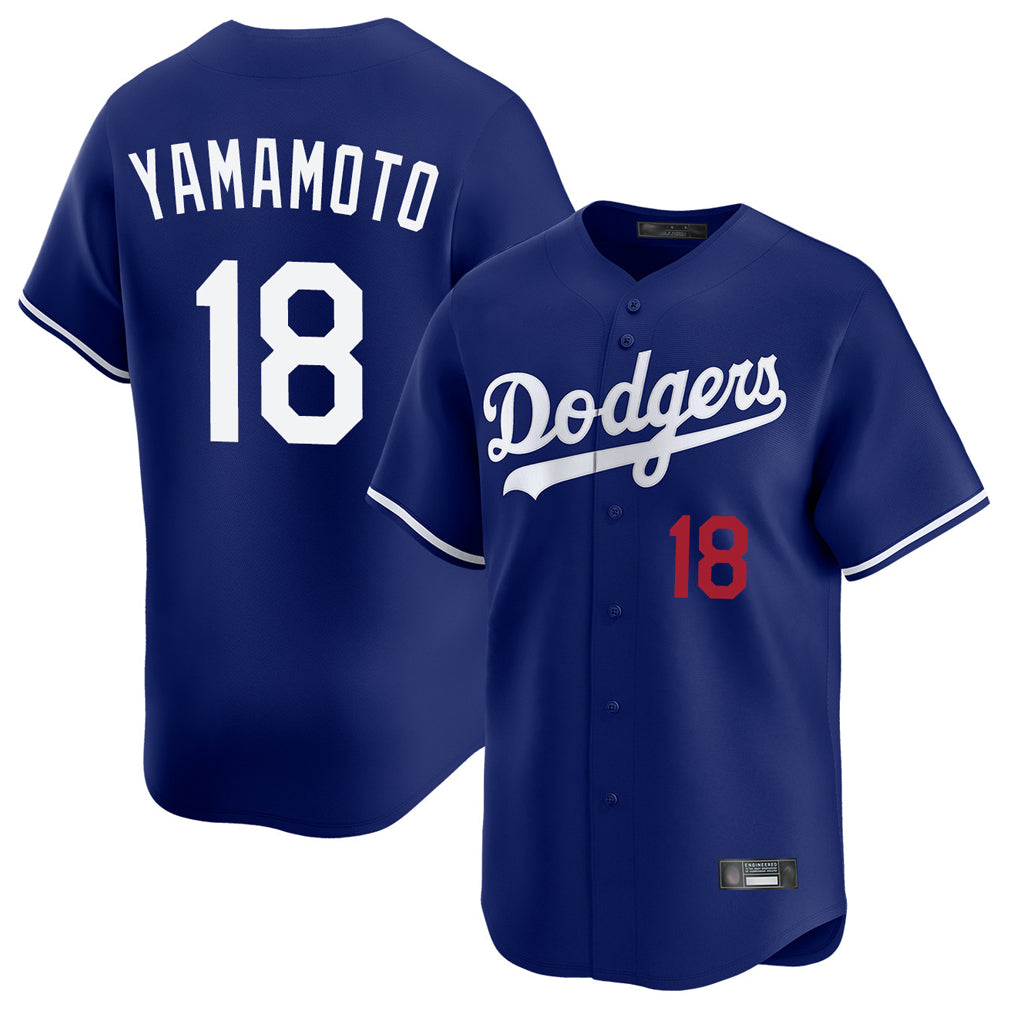 tocy LA.Dodgers #18 Yoshinobu Yamamoto Player Royal Limited Home Stitched Jerseys