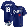 tocy LA.Dodgers #18 Yoshinobu Yamamoto Player Royal World Series Limited Home Stitched Jerseys