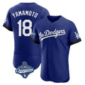 tocy LA.Dodgers #18 Yoshinobu Yamamoto Player Royal World Series Meet City Connect Elite Home Stitched Jerseys