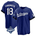 tocy LA.Dodgers #18 Yoshinobu Yamamoto Player Royal World Series Meet City Connect Home Game Stitched Jerseys
