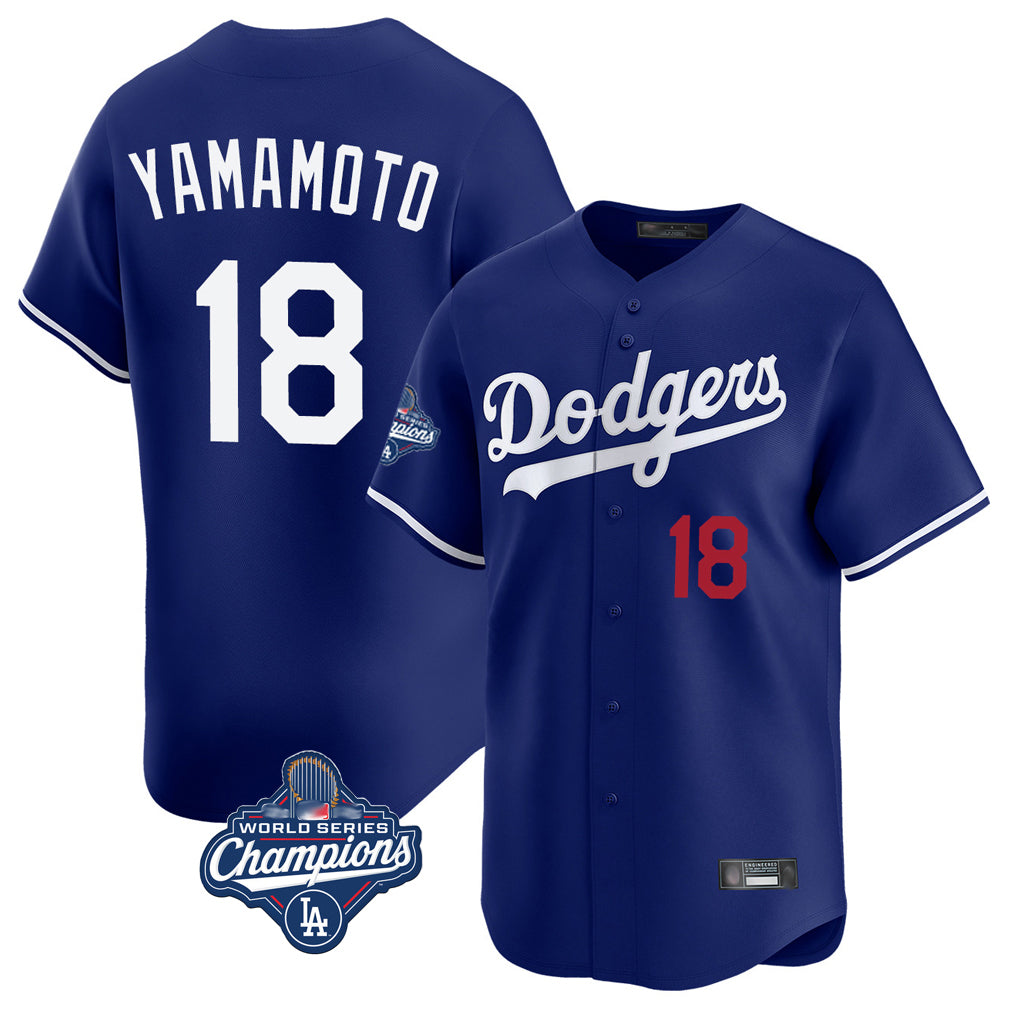tocy LA.Dodgers #18 Yoshinobu Yamamoto Player Royal World Series Meet Limited Home Stitched Jerseys