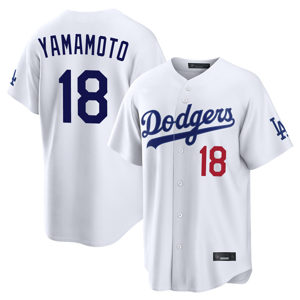 tocy LA.Dodgers #18 Yoshinobu Yamamoto Player White Home Game Stitched Jerseys