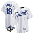 tocy LA.Dodgers #18 Yoshinobu Yamamoto Player White World Series Game Home Stitched Jerseys