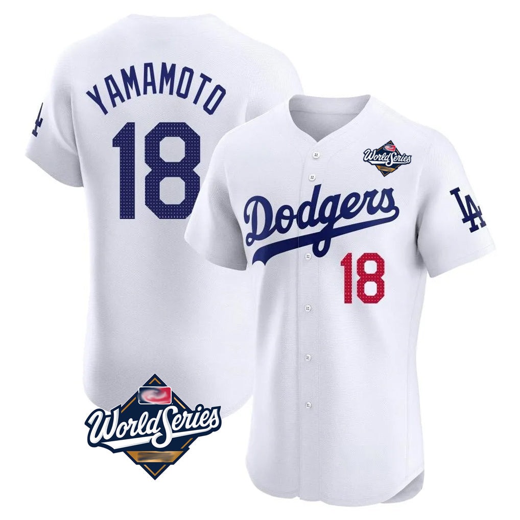 tocy LA.Dodgers #18 Yoshinobu Yamamoto Player White World Series Limited Elite Home Stitched Jerseys