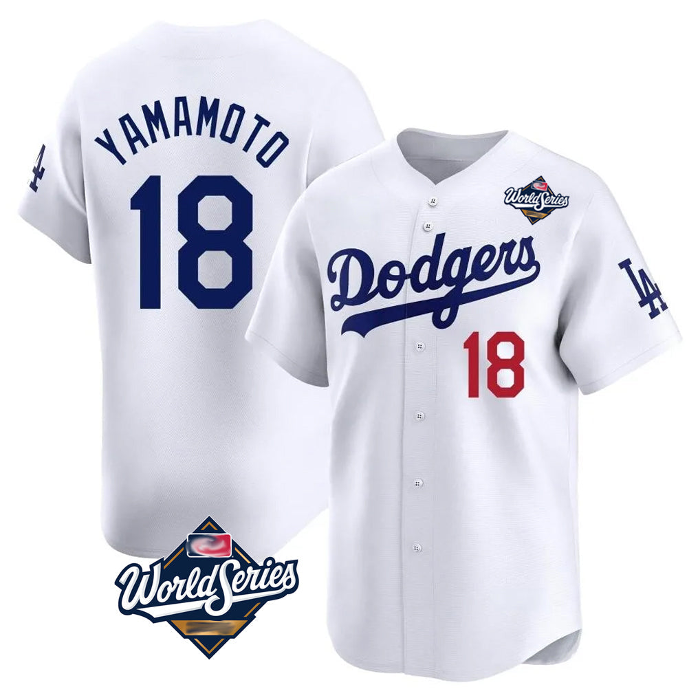 tocy LA.Dodgers #18 Yoshinobu Yamamoto Player White World Series Limited Home Stitched Jerseys