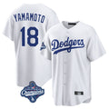 tocy LA.Dodgers #18 Yoshinobu Yamamoto Player White World Series Meet Game Home Stitched Jerseys
