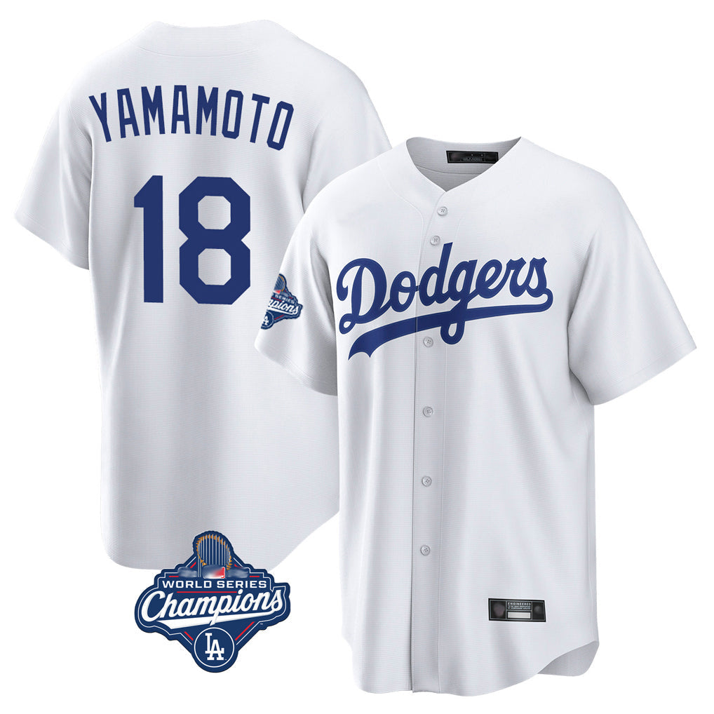 tocy LA.Dodgers #18 Yoshinobu Yamamoto Player White World Series Meet Game Home Stitched Jerseys