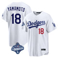 tocy LA.Dodgers #18 Yoshinobu Yamamoto Player White World Series Meet Home Game Stitched Jerseys