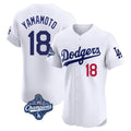 tocy LA.Dodgers #18 Yoshinobu Yamamoto Player White World Series Meet Limited Elite Home Stitched Jerseys