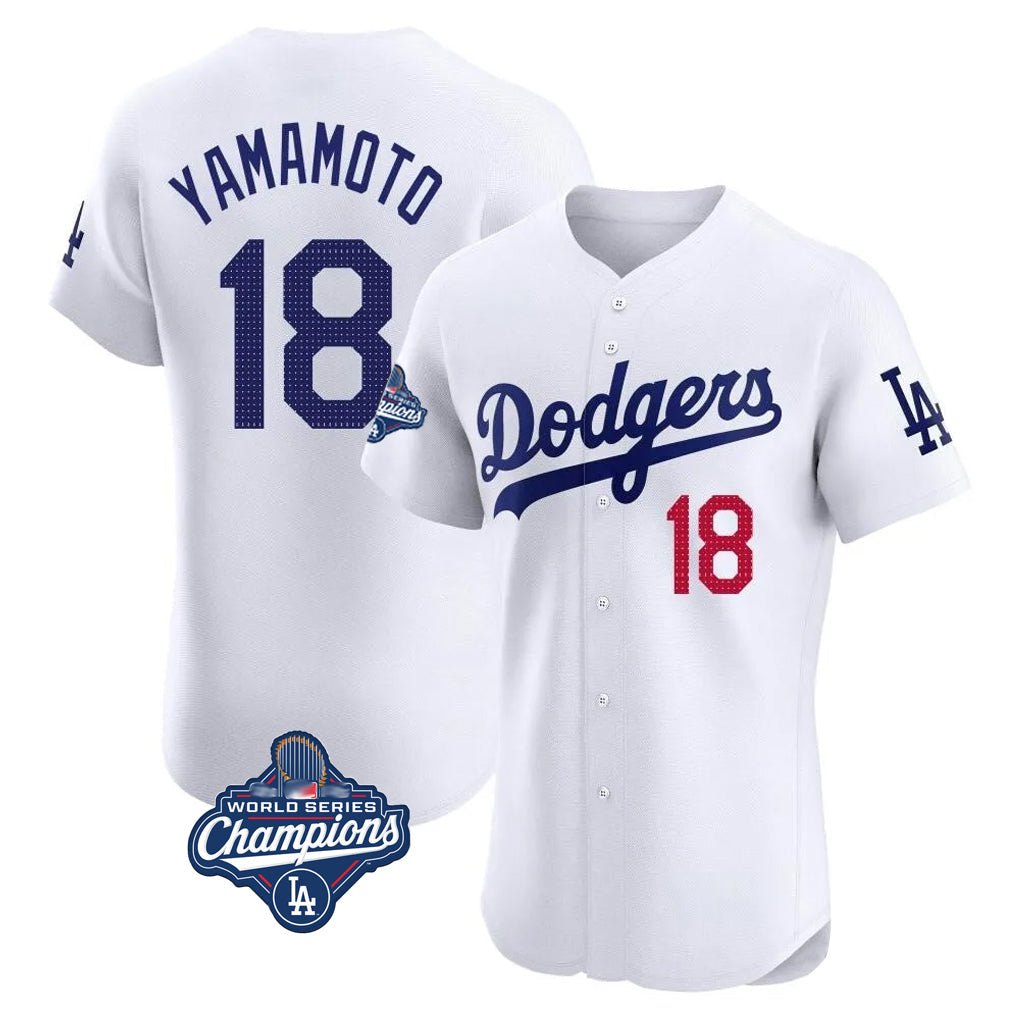 tocy LA.Dodgers #18 Yoshinobu Yamamoto Player White World Series Meet Limited Elite Home Stitched Jerseys