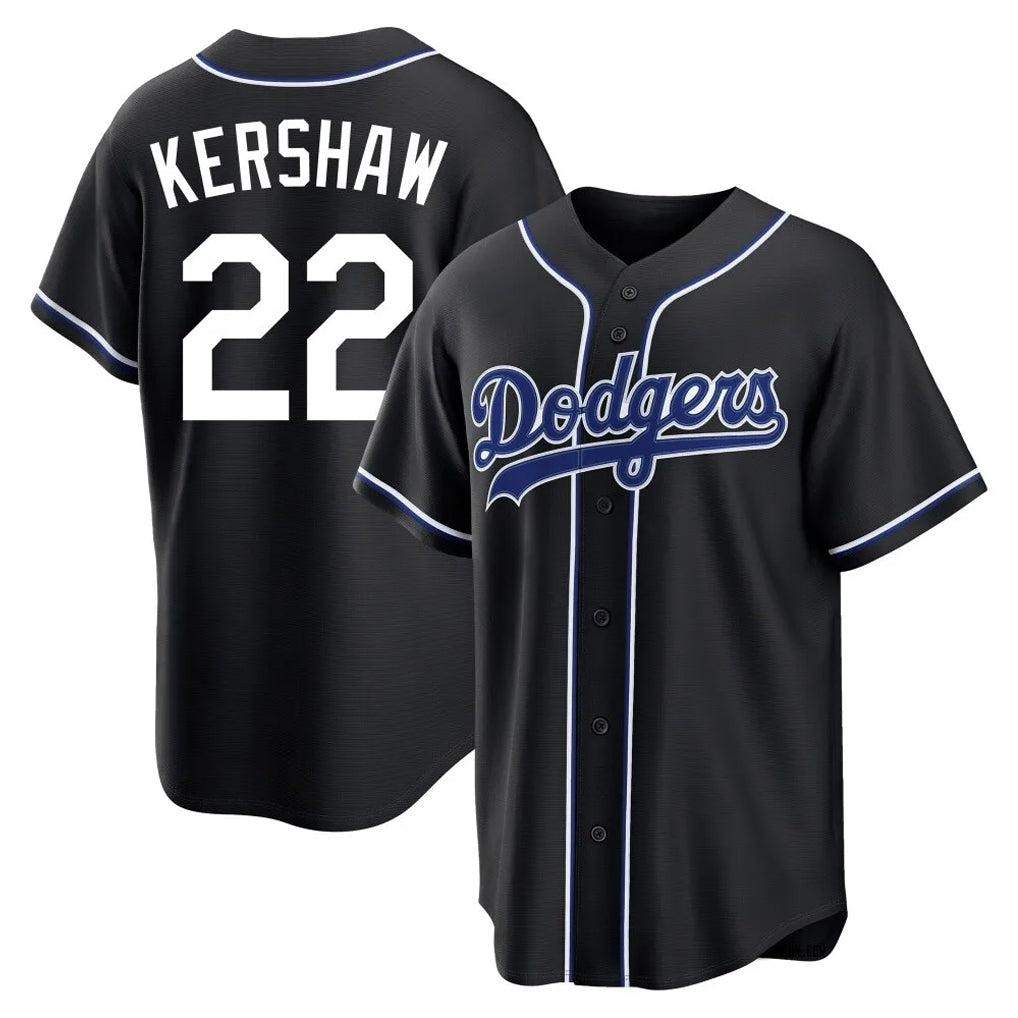 tocy LA.Dodgers #22 Clayton Kershaw Player Black Carbon Limited Home Stitched Jerseys
