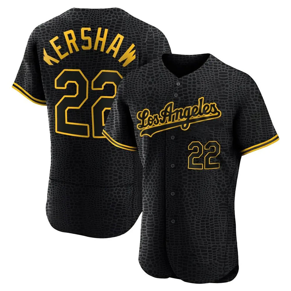 tocy LA.Dodgers #22 Clayton Kershaw Player Black Snake Skin City Limited Elite Home Stitched Jerseys