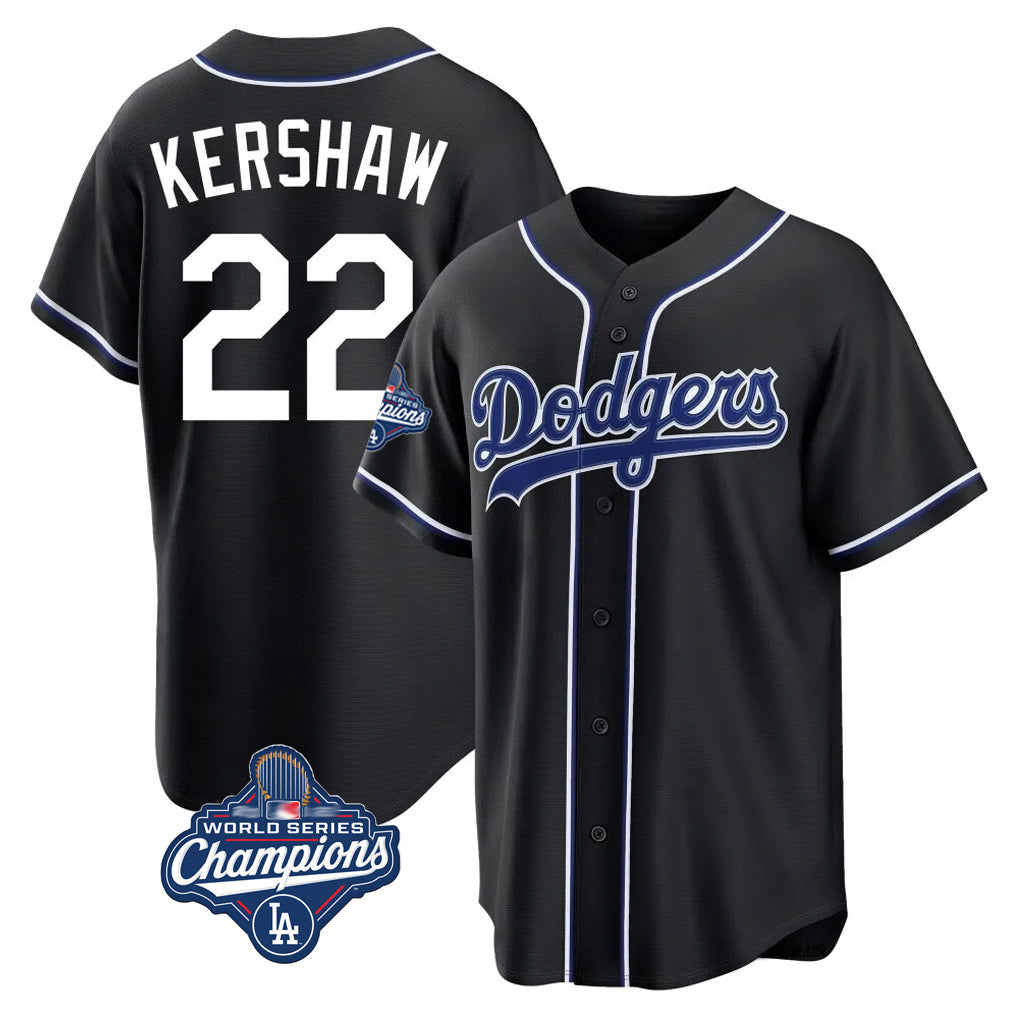 tocy LA.Dodgers #22 Clayton Kershaw Player Black World Series Meet Carbon Limited Home Stitched Jerseys