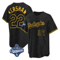 tocy LA.Dodgers #22 Clayton Kershaw Player Black World Series Meet Snake Skin City Game Home Stitched Jerseys