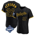 tocy LA.Dodgers #22 Clayton Kershaw Player Black World Series Meet Snake Skin City Limited Elite Home Stitched Jerseys