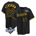 tocy LA.Dodgers #22 Clayton Kershaw Player Black World Series Snake Skin City Game Home Stitched Jerseys