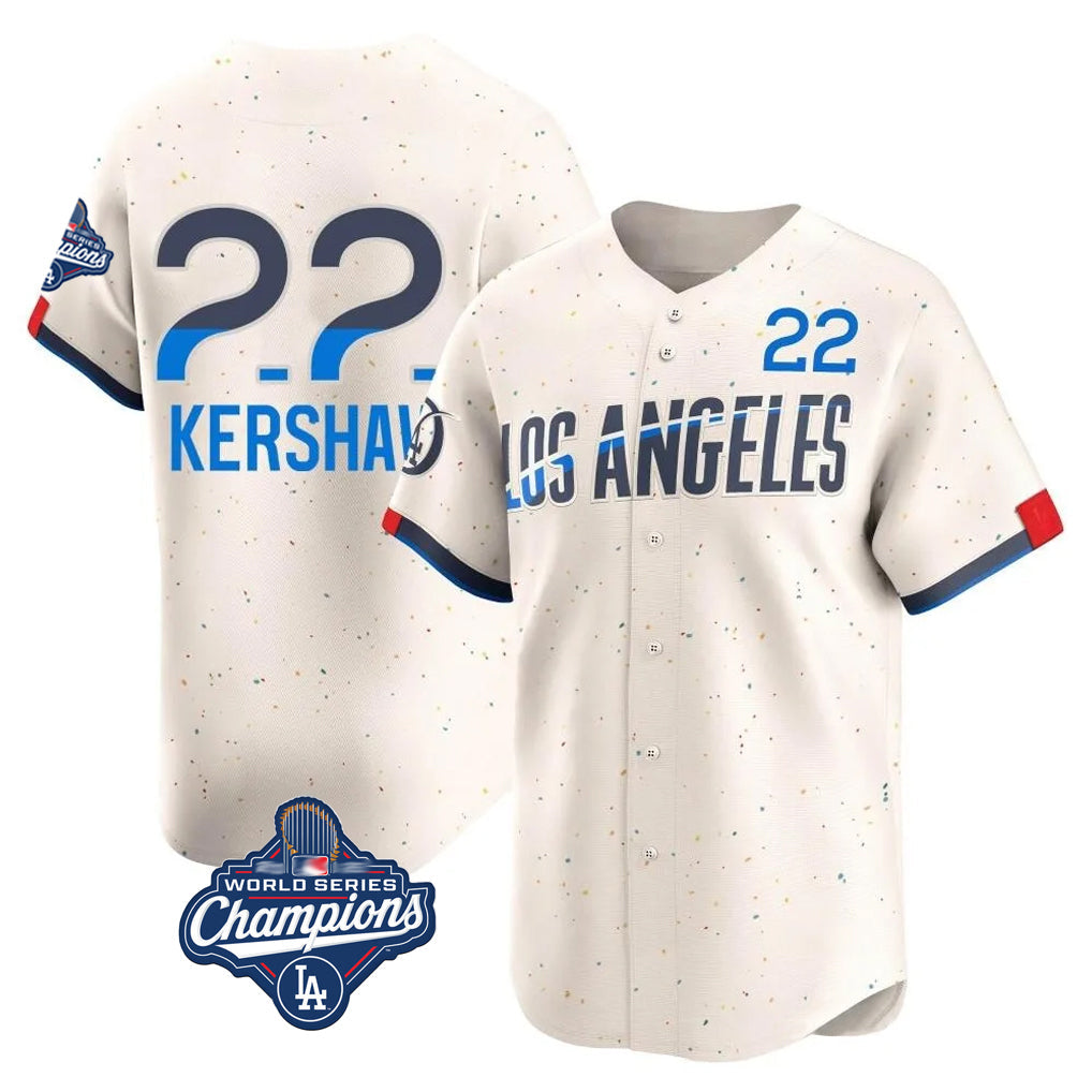 tocy LA.Dodgers #22 Clayton Kershaw Player Cream World Series Meet City Connect Limited Home Stitched Jerseys