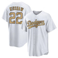 tocy LA.Dodgers #22 Clayton Kershaw Player Gold Collection Game Home Stitched Jerseys