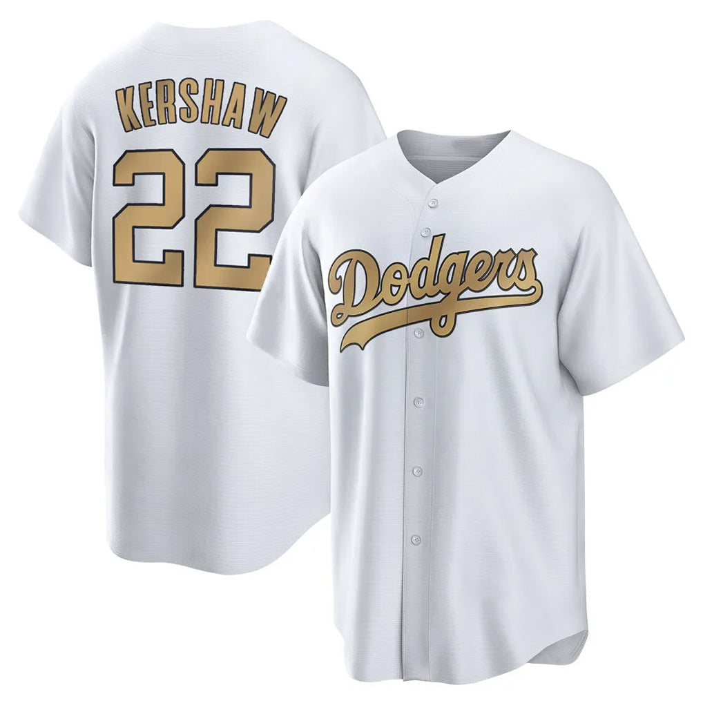 tocy LA.Dodgers #22 Clayton Kershaw Player Gold Collection Game Home Stitched Jerseys