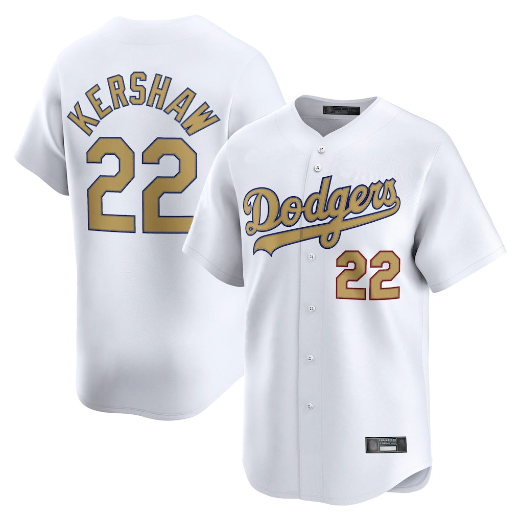 tocy LA.Dodgers #22 Clayton Kershaw Player Gold Collection Limited Home Stitched Jerseys