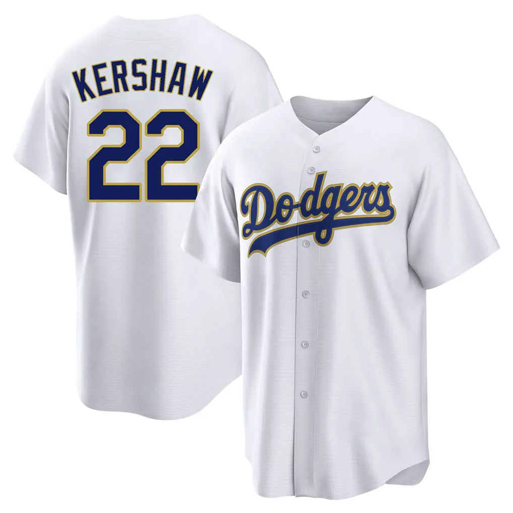 tocy LA.Dodgers #22 Clayton Kershaw Player Gold White 2026 Collection Stadium Game Stitched Jerseys