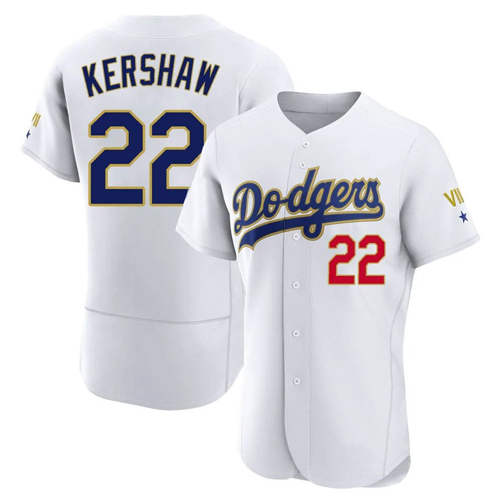 tocy LA.Dodgers #22 Clayton Kershaw Player Gold White 2026 Collection Stadium Limited Elite Stitched Jerseys