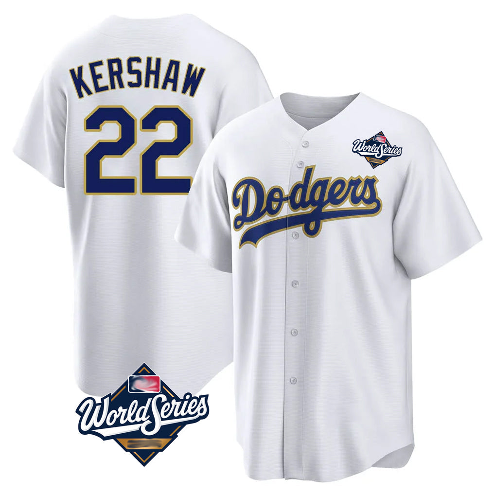 tocy LA.Dodgers #22 Clayton Kershaw Player Gold White World Series 2026 Collection Stadium Game Stitched Jerseys