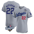 tocy LA.Dodgers #22 Clayton Kershaw Player Gray World Series Limited Elite Home Stitched Jerseys