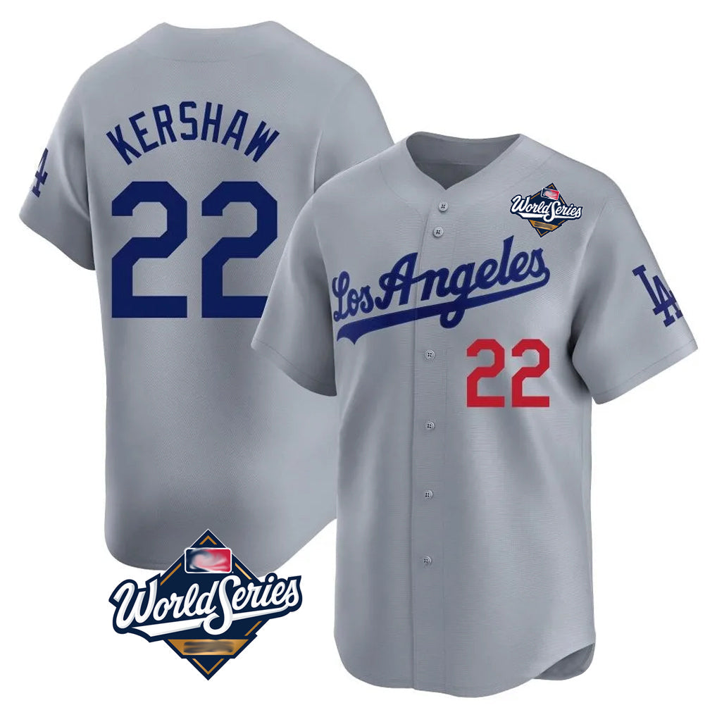 tocy LA.Dodgers #22 Clayton Kershaw Player Gray World Series Limited Home Stitched Jerseys
