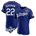 tocy LA.Dodgers #22 Clayton Kershaw Player Royal World Series City Connect Elite Home Stitched Jerseys