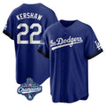 tocy LA.Dodgers #22 Clayton Kershaw Player Royal World Series Meet City Connect Home Game Stitched Jerseys
