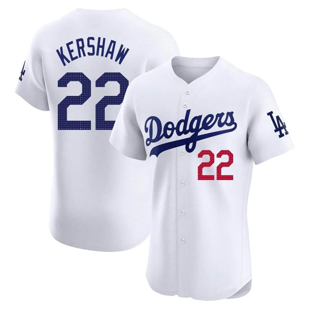 tocy LA.Dodgers #22 Clayton Kershaw Player White Limited Elite Stitched Jerseys