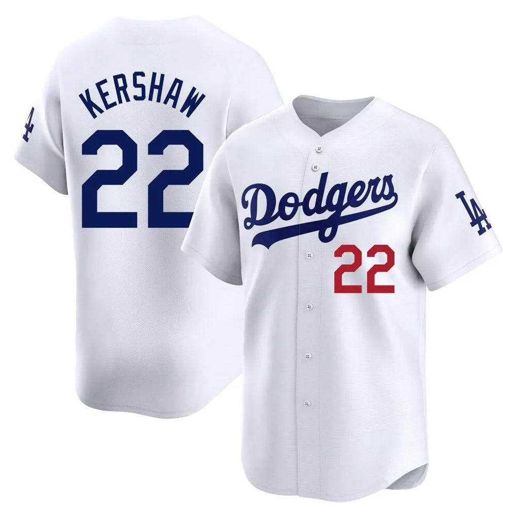 tocy LA.Dodgers #22 Clayton Kershaw Player White Limited Home Stitched Jerseys