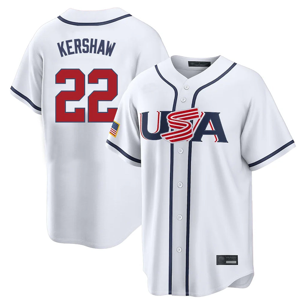 tocy LA.Dodgers #22 Clayton Kershaw Player White USA 2026 World Classic Limited Home Stitched Jerseys