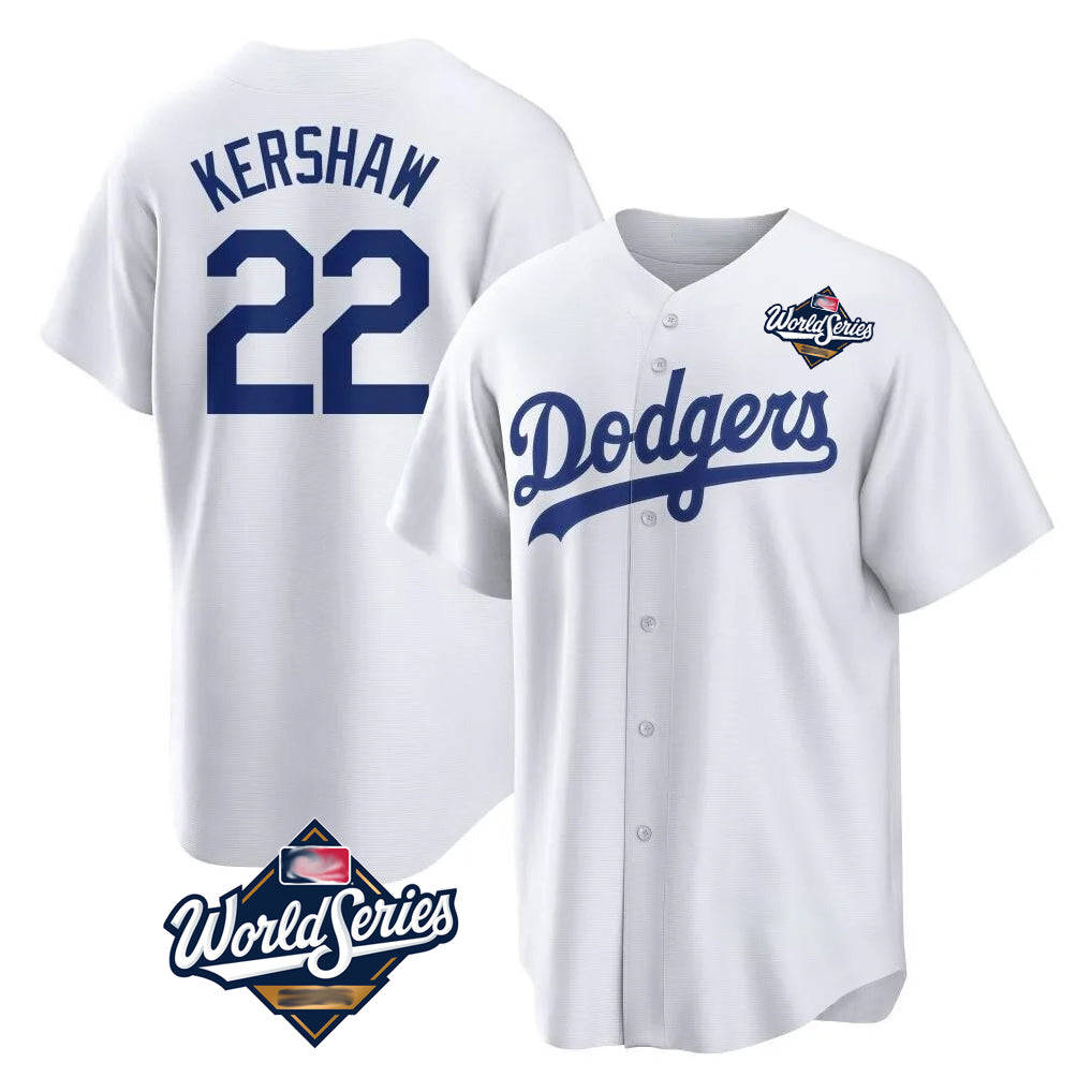 tocy LA.Dodgers #22 Clayton Kershaw Player White World Series Game Home Stitched Jerseys