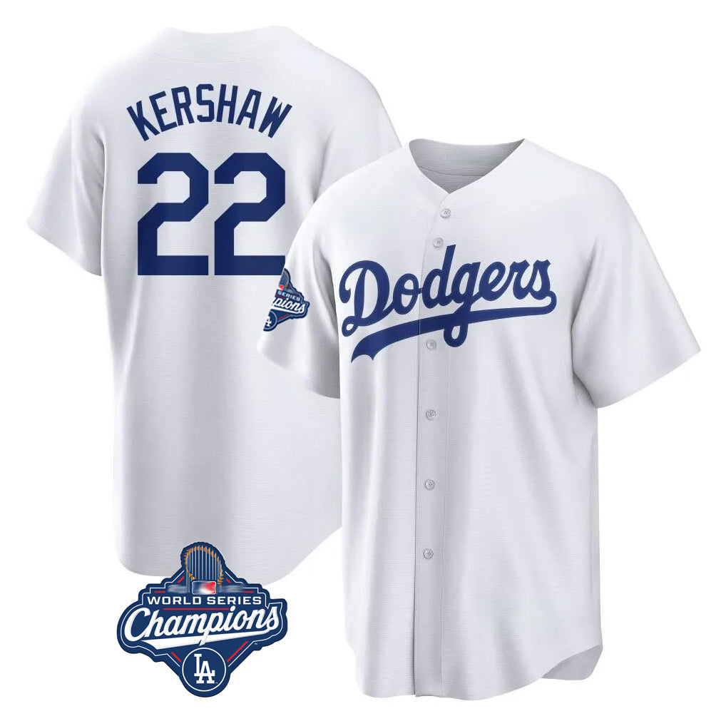 tocy LA.Dodgers #22 Clayton Kershaw Player White World Series Meet Game Home Stitched Jerseys