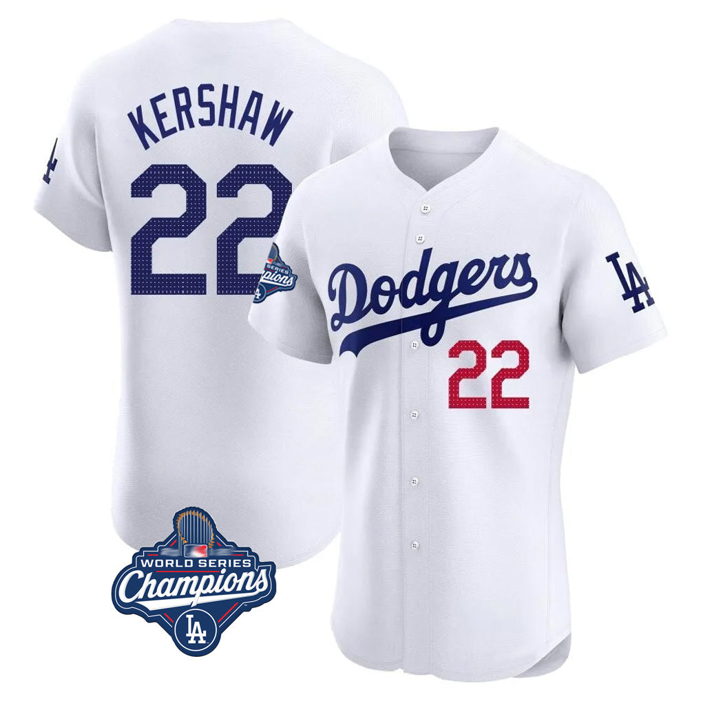 tocy LA.Dodgers #22 Clayton Kershaw Player White World Series Meet Limited Elite Stitched Jerseys