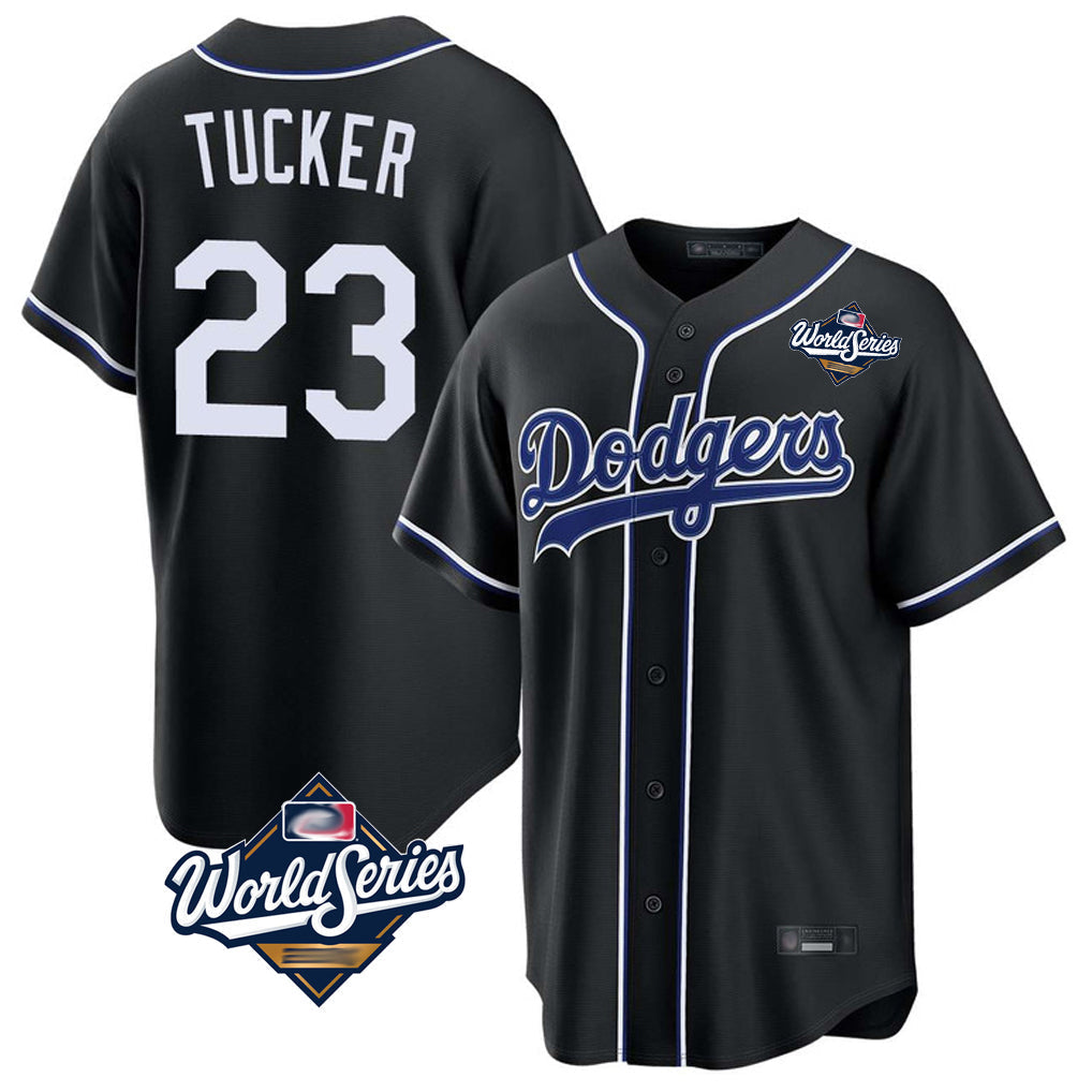 tocy LA.Dodgers #23 Kyle Tucker Player Black World Series Carbon Limited Home Stitched Jerseys