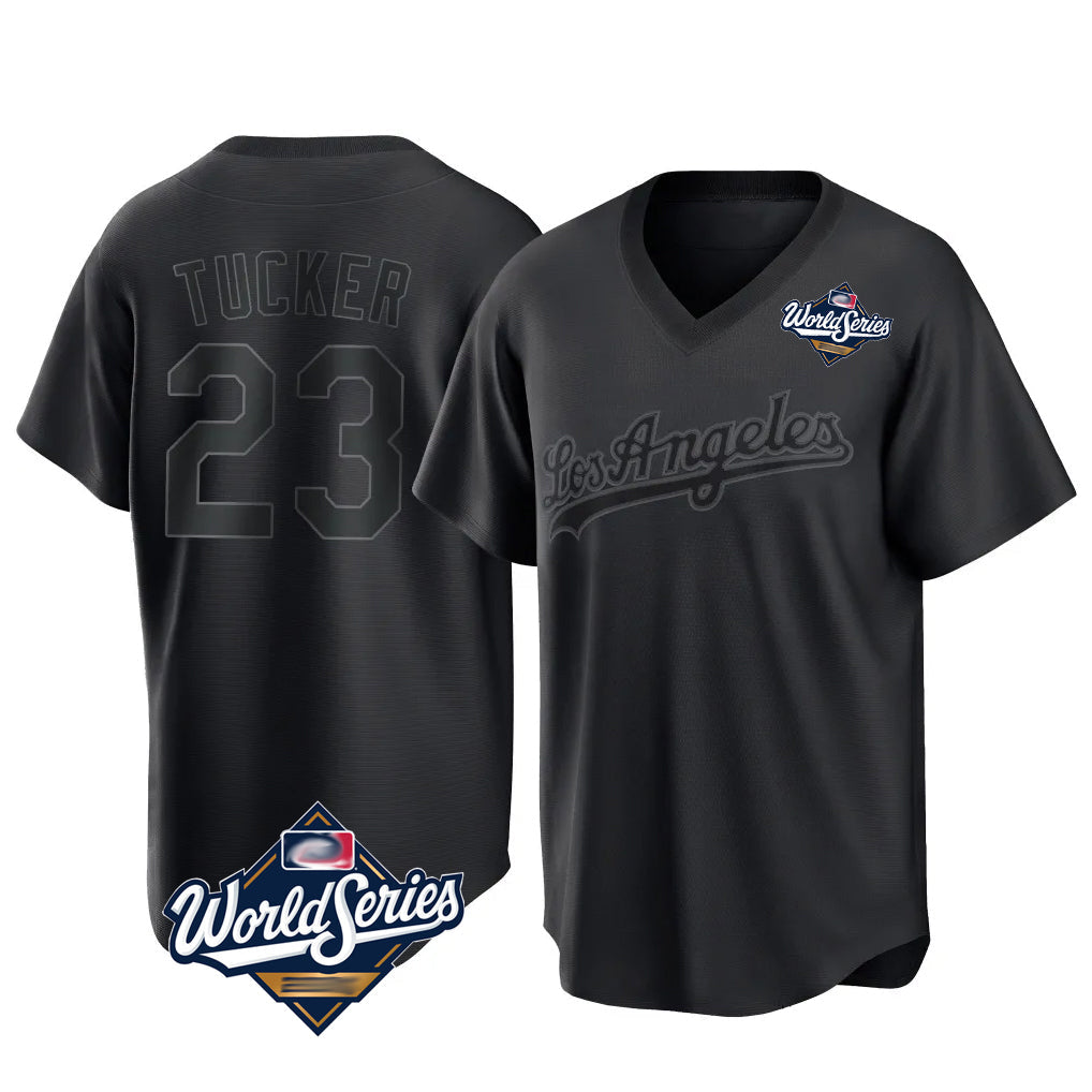tocy LA.Dodgers #23 Kyle Tucker Player Black World Series Pitch Fashion T-shirt Stitched Jerseys