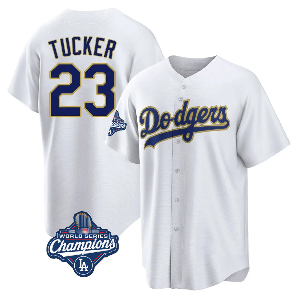 tocy LA.Dodgers #23 Kyle Tucker Player Gold White World Series Meet 2026 Collection Stadium Game Stitched Jerseys