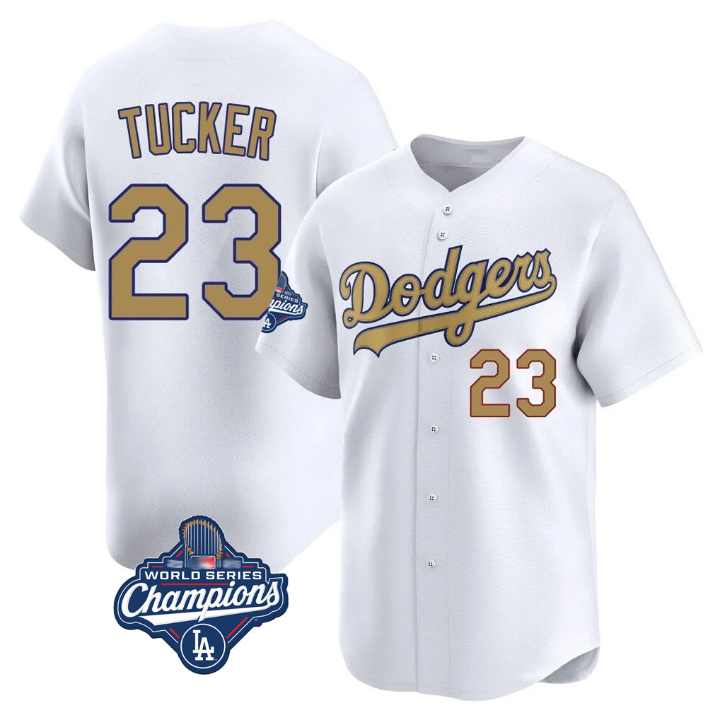 tocy LA.Dodgers #23 Kyle Tucker Player Gold World Series Meet Collection Limited Home Stitched Jerseys
