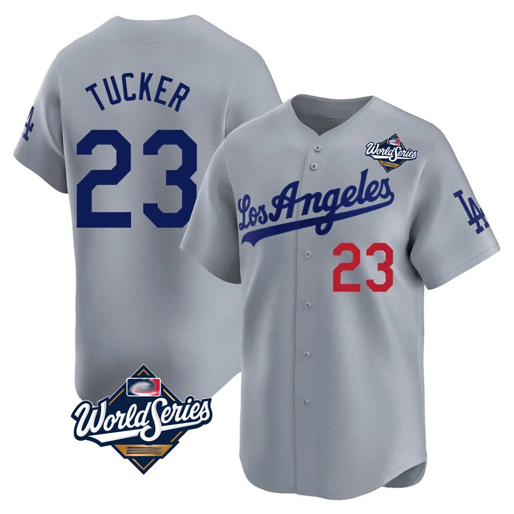 tocy LA.Dodgers #23 Kyle Tucker Player Gray World Series Limited Home Stitched Jerseys